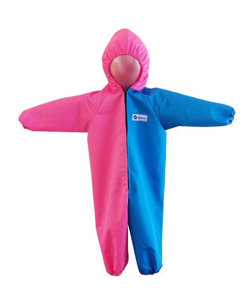 Turquoise and Pink Waterproof Coveralls / Rainsuit for babies, toddlers and children