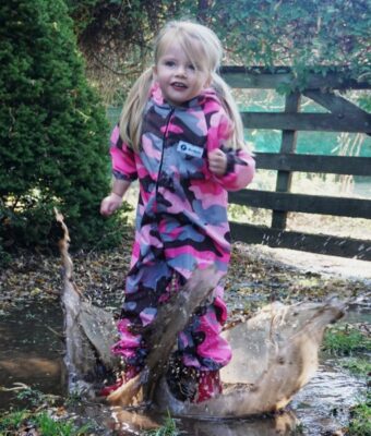 Kids Pink Camo Coveralls