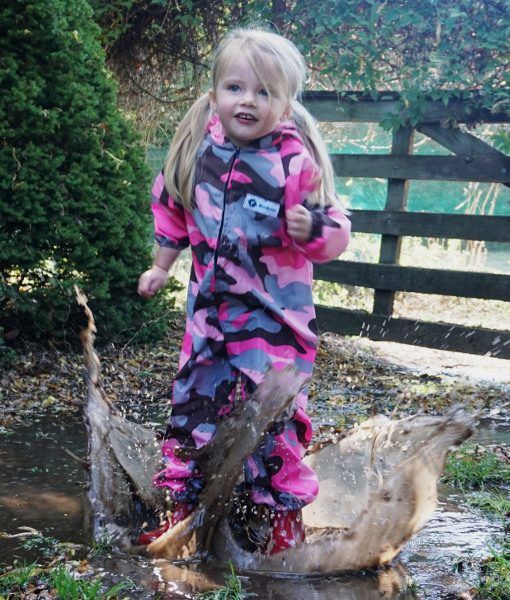 Kids Pink Camo Coveralls