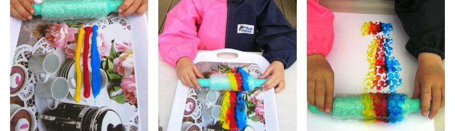 Bubble Wrap Roller Painting - Messy Play Adventures Blog
