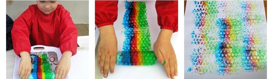 Bubble Wrap Roller Painting - Messy Play Adventures Blog