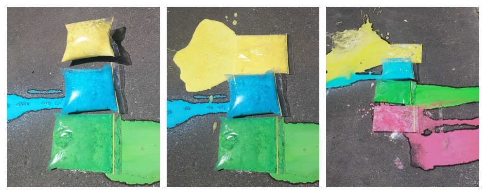 Exploding Chalk Paint Bags - Mud Mates Messy Play Activity