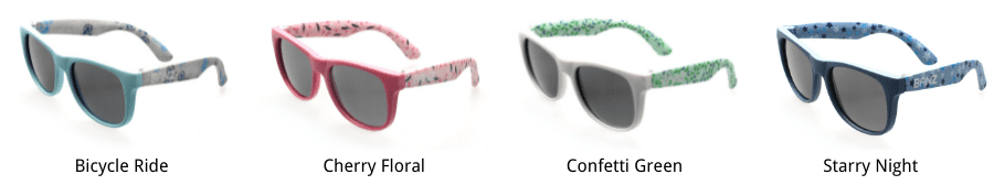 4 pairs of baby and kids sunglasses in different colours