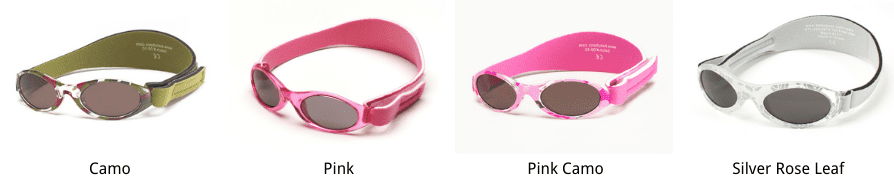 4 pairs of baby and kids sunglasses in different colours