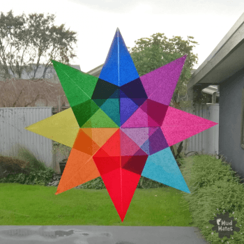 Our gorgeous tissue paper Matariki star hanging on our window