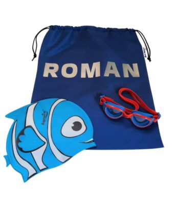 Kids Swim Pack - a NZ-made swim bag, kids goggles + kids swim cap