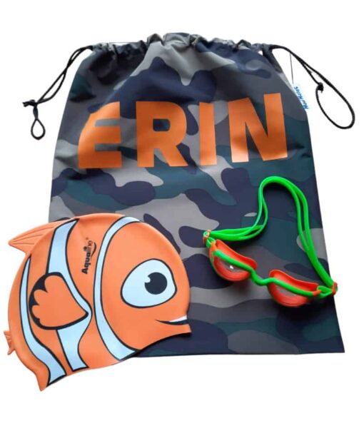 Kids Swim Pack - a NZ-made swim bag, kids goggles + kids swim cap