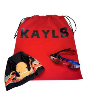 Kids Swim Pack - a NZ-made swim bag, kids goggles + kids swim cap