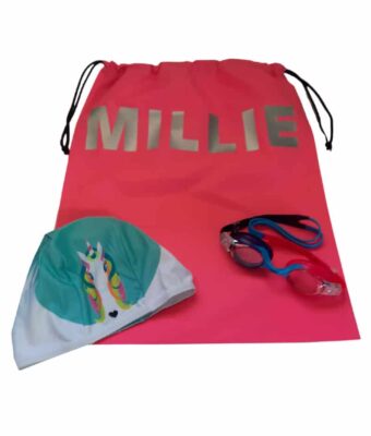 Kids Swim Pack - a NZ-made swim bag, kids goggles + kids swim cap