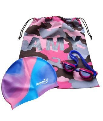Kids Swim Pack - a NZ-made swim bag, kids goggles + kids swim cap