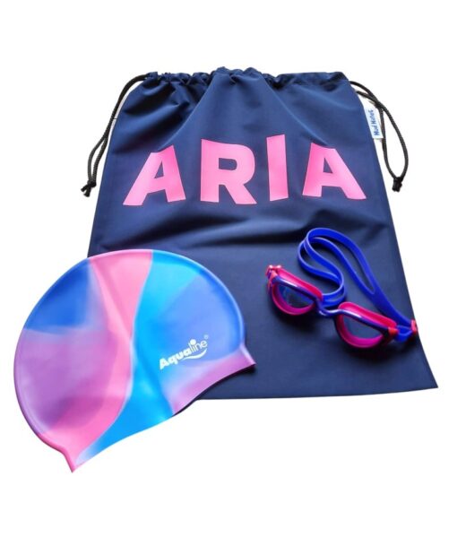 Kids Swim Pack - a NZ-made swim bag, kids goggles + kids swim cap