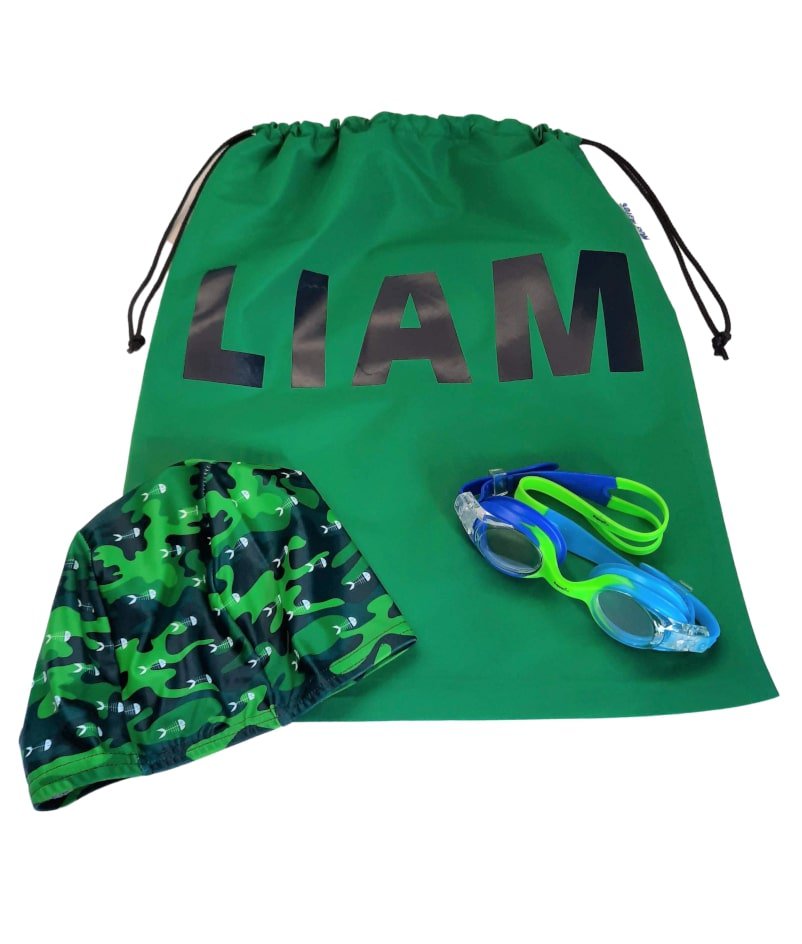 Kids Swim Pack a NZmade swim bag, kids goggles + kids swim cap