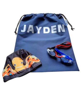 Kids Swim Pack - a NZ-made swim bag, kids goggles + kids swim cap