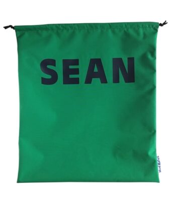 Green Personalised Drawstring Swim Bags / Wet Bags