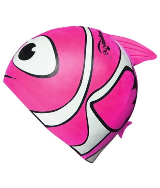 Bright pink fish kids swim caps