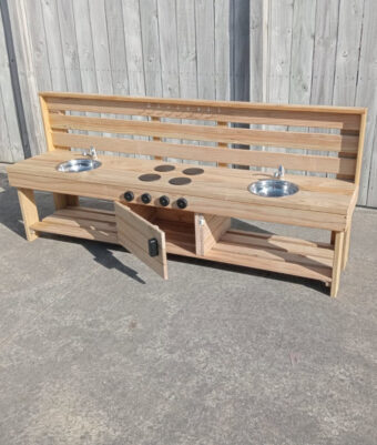 Extra large wooden Mud Kitchen with an oven from Mud Mates