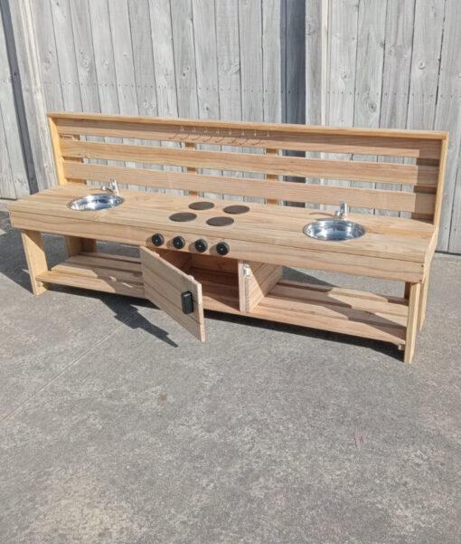 Extra large wooden Mud Kitchen with an oven from Mud Mates