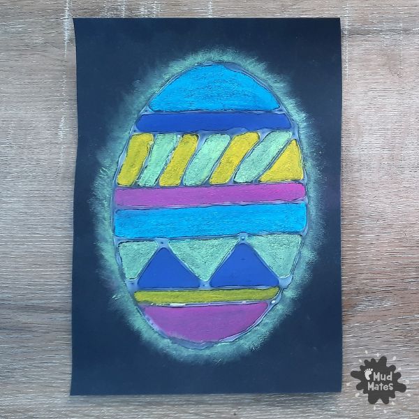 Vibrant, chalk pastel Easter egg artwork
