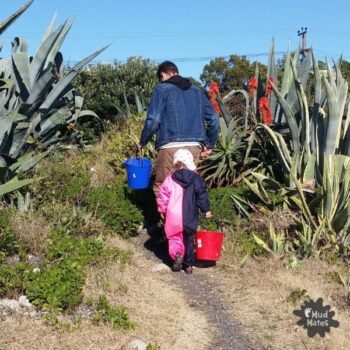 Nature Play Activities for Toddlers & Preschoolers: dad and daughter on an outdoors nature treasure hunt