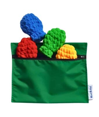 NZ-made green waterproof zippered wet bags - being used as a storage bag for reusable water balloons