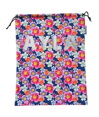 Floral swim bag with silver Ayla