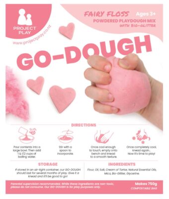 NZ-made Fairy Floss Go Dough Playdough Mix packet