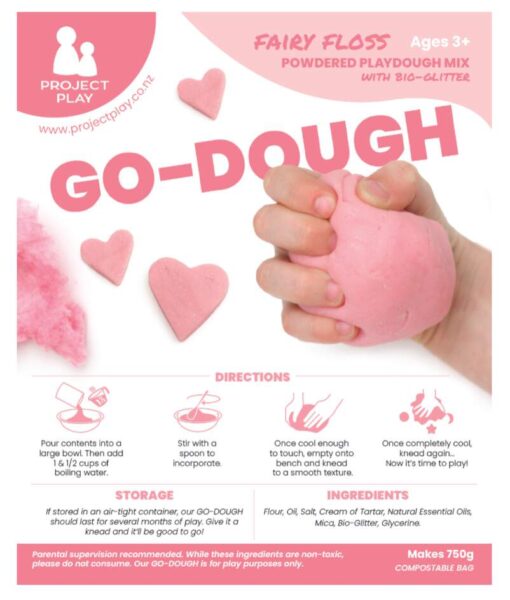NZ-made Fairy Floss Go Dough Playdough Mix packet