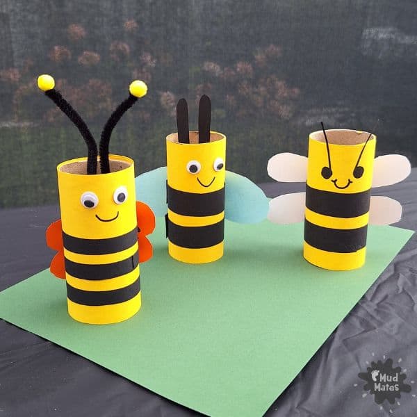Create these adorable bees with this fun toilet paper roll bee craft