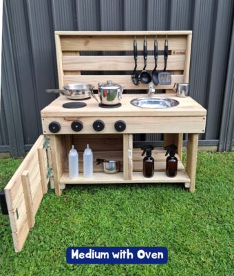 NZ-Made Medium Mud Kitchen with Oven Secure your Mud Kitchen Christmas pre-order today! NZ-made, durable outdoor play kitchens kids love. Order now for Christmas delivery and get a free gift.