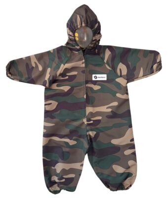 Green camo waterproof children’s coveralls