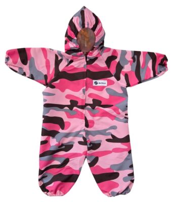 Waterproof children’s coveralls in pink camo