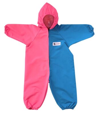 Waterproof children’s coveralls in turquoise/pink